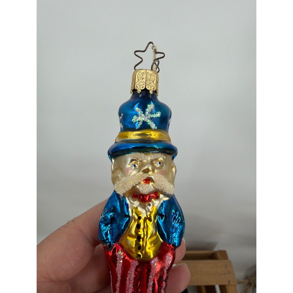 Vtg W Germany Glass Uncle Sam Christmas Ornament Patriotic 250th Anniversary - Picture 4 of 6